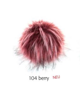 Fell Pompon mit Druckknopf 104 berry